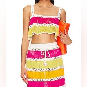 My Beachy Side x REVOLVE Crochet Fringe Crop Top, Skirt Set